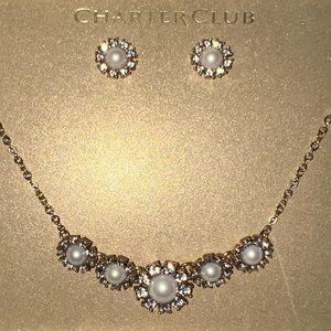 Charter Club Gold-Tone Pearl Earring Necklace Set